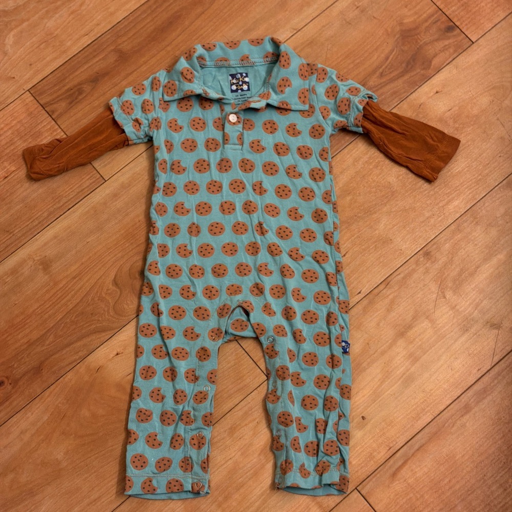 Kickee Pants Baby Boys 3-6 Layered Cookies Print Outfit Bamboo